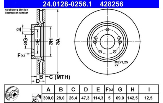 Brake Disc 24.0128-0256.1 ATE, Image 3