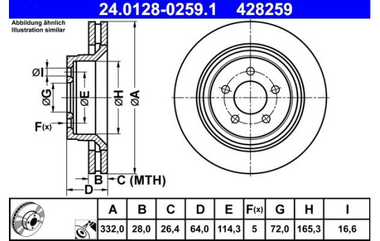 Brake Disc 24.0128-0259.1 ATE