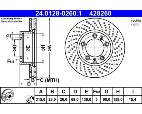 Brake Disc 24.0128-0260.1 ATE