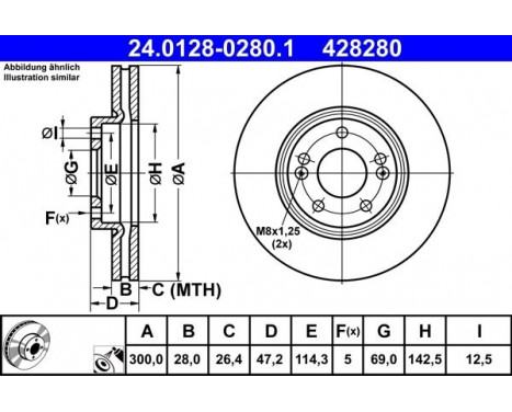 Brake Disc 24.0128-0280.1 ATE