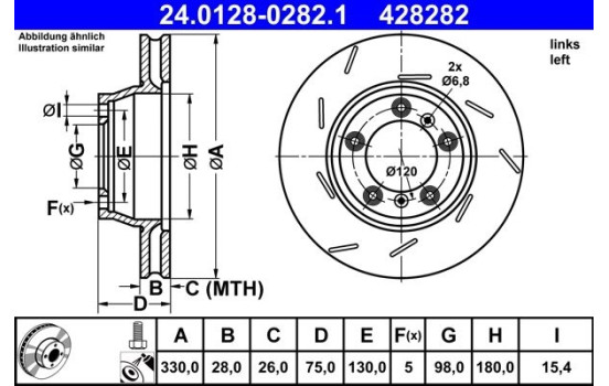 Brake Disc 24.0128-0282.1 ATE
