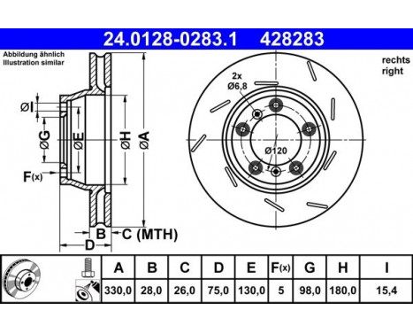 Brake Disc 24.0128-0283.1 ATE