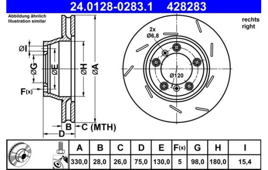 Brake Disc 24.0128-0283.1 ATE