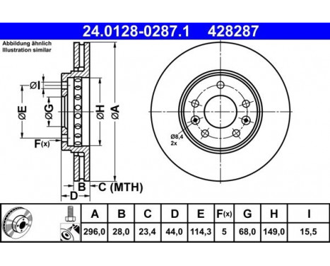 Brake Disc 24.0128-0287.1 ATE