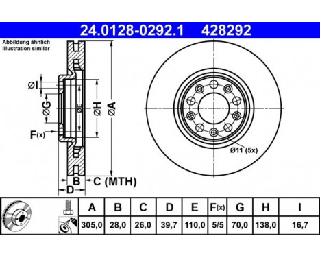 Brake Disc 24.0128-0292.1 ATE