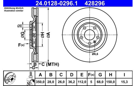 Brake Disc 24.0128-0296.1 ATE