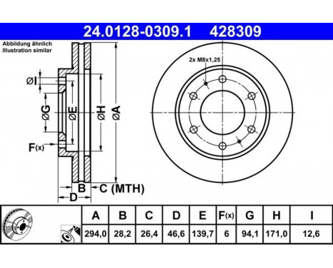 Brake Disc 24.0128-0309.1 ATE