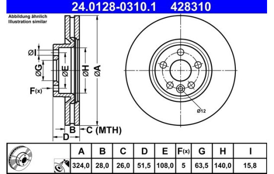 Brake Disc 24.0128-0310.1 ATE