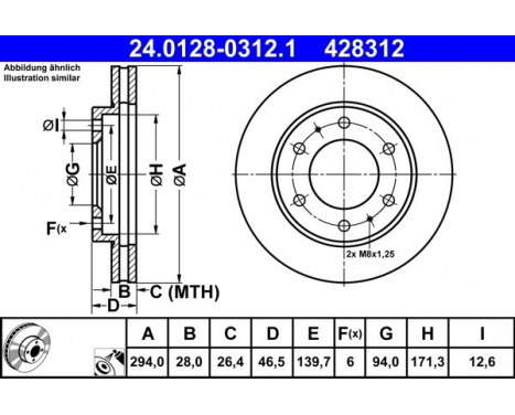 Brake Disc 24.0128-0312.1 ATE