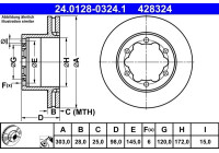 Brake disc 24.0128-0324.1 ATE