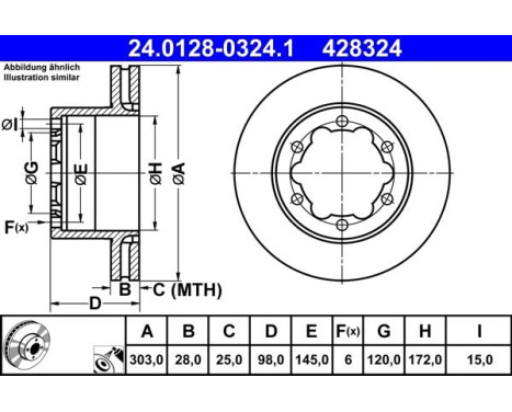 Brake disc 24.0128-0324.1 ATE