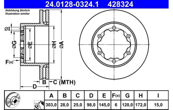 Brake disc 24.0128-0324.1 ATE
