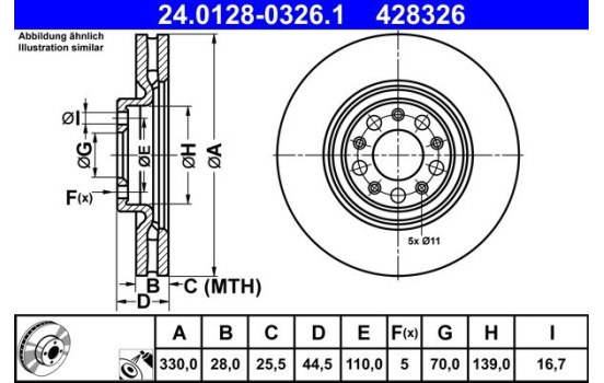 Brake Disc 24.0128-0326.1 ATE