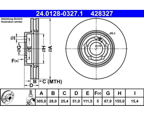 Brake disc 24.0128-0327.1 ATE