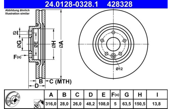 Brake disc 24.0128-0328.1 ATE