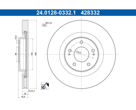 Brake disc 24.0128-0332.1 ATE