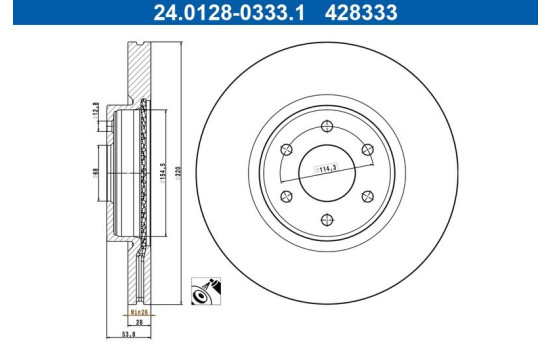Brake disc 24.0128-0333.1 ATE