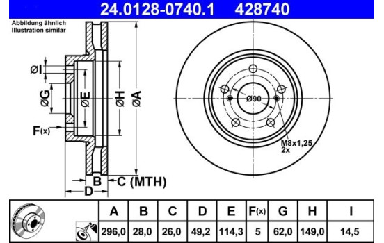Brake Disc 24.0128-0740.1 ATE