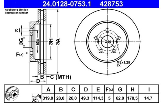 Brake Disc 24.0128-0753.1 ATE