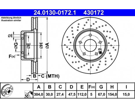 Brake Disc 24.0130-0172.1 ATE, Image 2