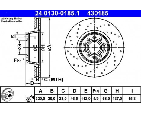 Brake Disc 24.0130-0185.1 ATE, Image 2
