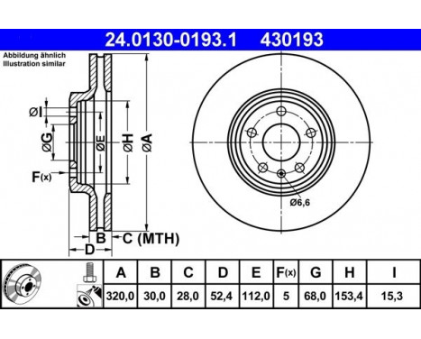 Brake Disc 24.0130-0193.1 ATE, Image 2