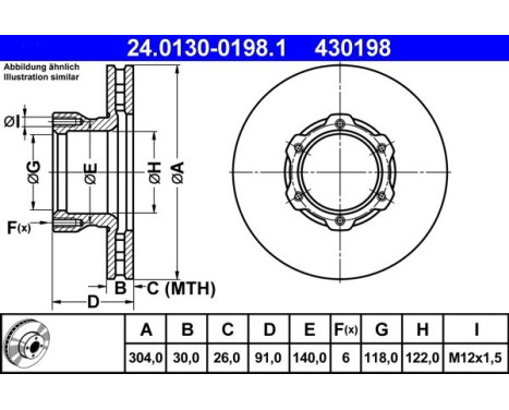 Brake Disc 24.0130-0198.1 ATE, Image 2