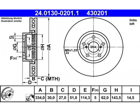 Brake Disc 24.0130-0201.1 ATE, Image 2