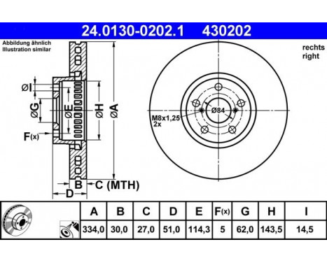 Brake Disc 24.0130-0202.1 ATE, Image 2