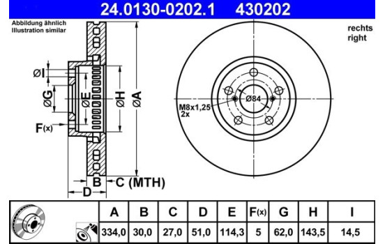 Brake Disc 24.0130-0202.1 ATE, Image 2
