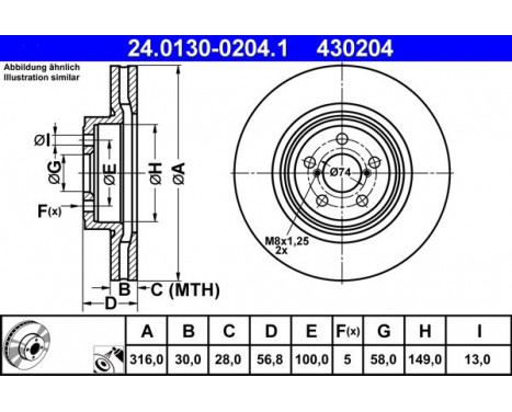 Brake Disc 24.0130-0204.1 ATE