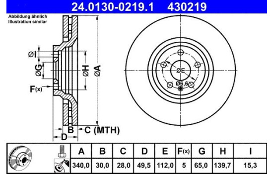 Brake Disc 24.0130-0219.1 ATE