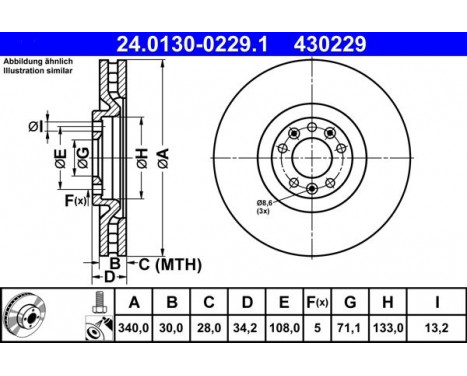 Brake Disc 24.0130-0229.1 ATE