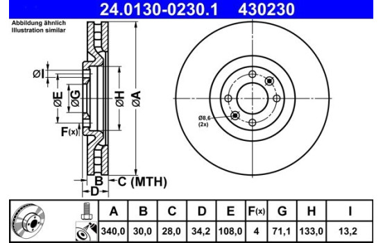 Brake Disc 24.0130-0230.1 ATE