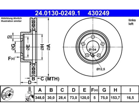 Brake Disc 24.0130-0249.1 ATE