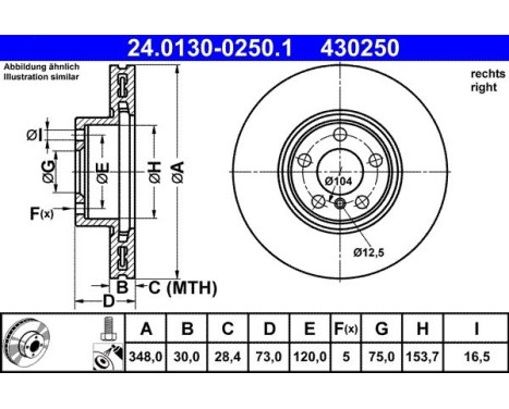 Brake Disc 24.0130-0250.1 ATE