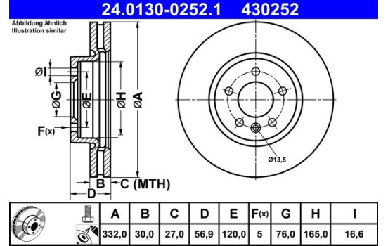 Brake Disc 24.0130-0252.1 ATE