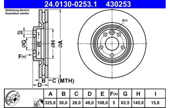 Brake Disc 24.0130-0253.1 ATE