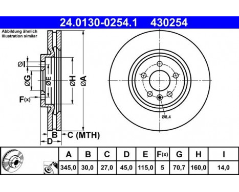 Brake disc 24.0130-0254.1 ATE