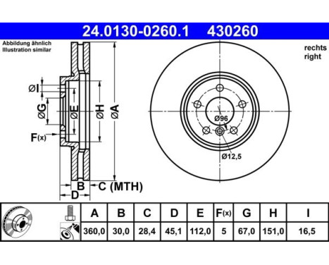 Brake disc 24.0130-0260.1 ATE