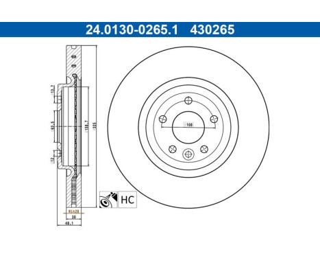 Brake disc 24.0130-0265.1 ATE