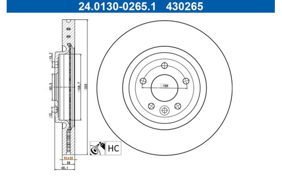 Brake disc 24.0130-0265.1 ATE