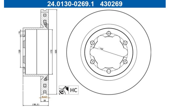 Brake disc 24.0130-0269.1 ATE