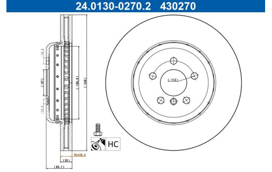 Brake disc 24.0130-0270.2 ATE