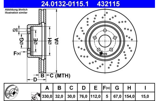 Brake Disc 24.0132-0115.1 ATE, Image 2