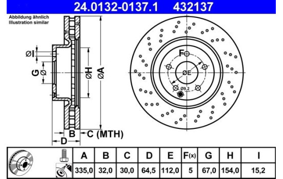 Brake Disc 24.0132-0137.1 ATE, Image 2