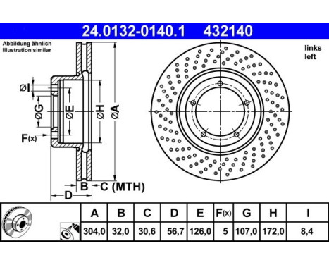 Brake Disc 24.0132-0140.1 ATE, Image 2