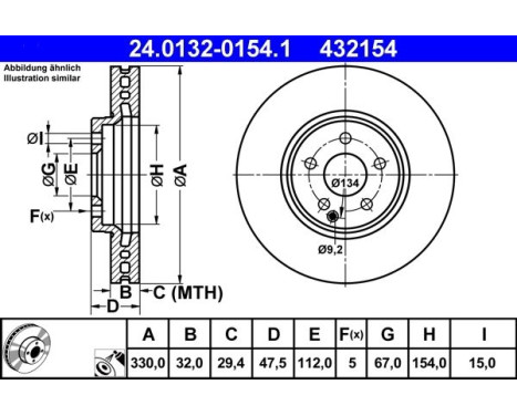 Brake Disc 24.0132-0154.1 ATE, Image 2
