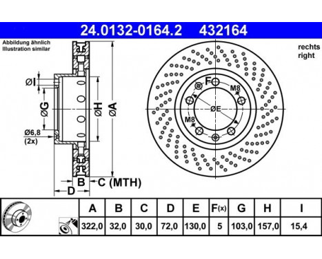 Brake Disc 24.0132-0164.2 ATE, Image 2