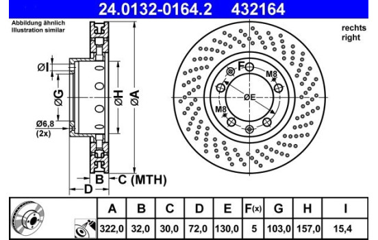 Brake Disc 24.0132-0164.2 ATE, Image 2